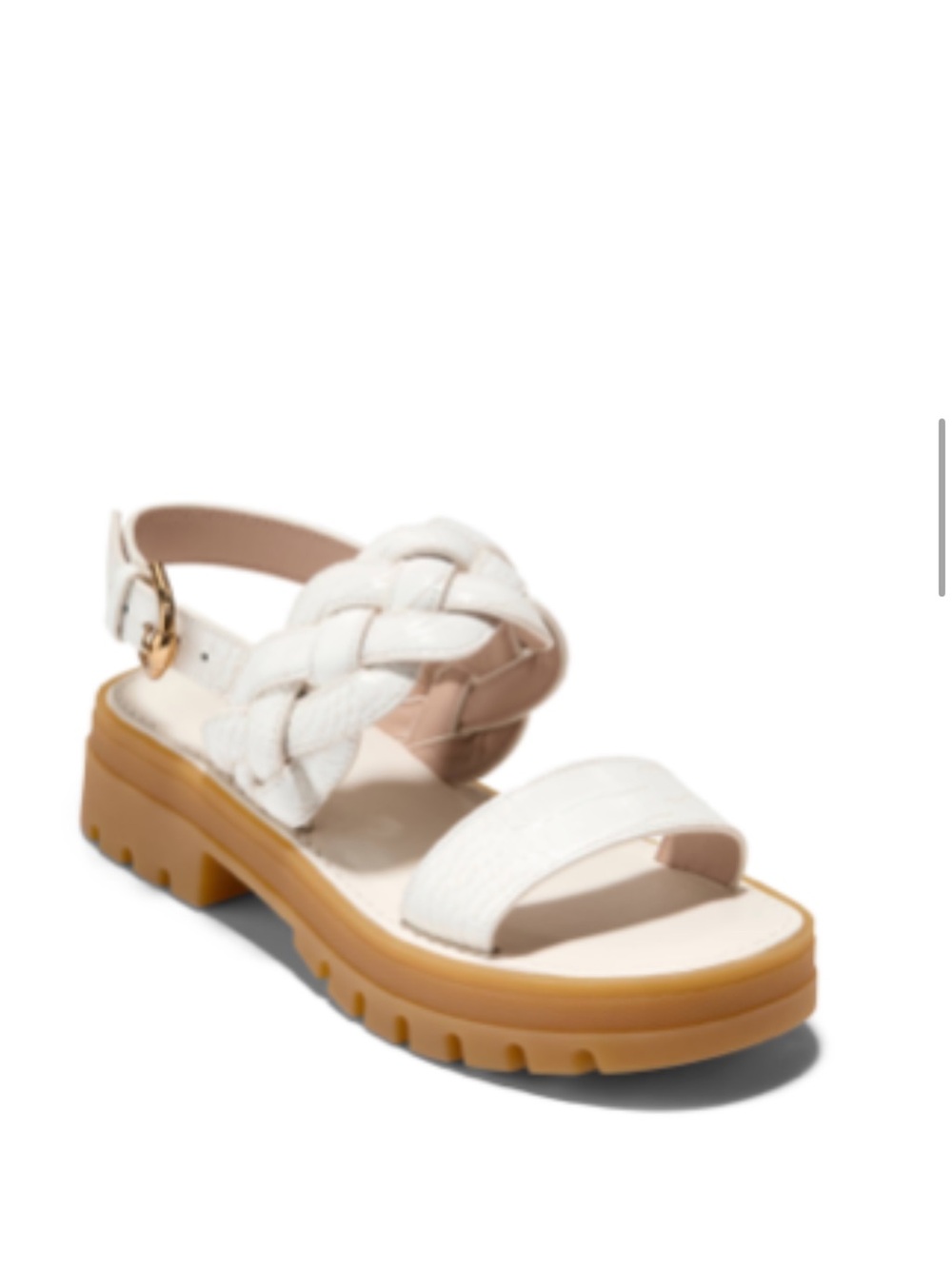 [COLE HAAN) Women's Cressida Lug White Braided Strap Sandal (8B)